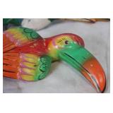 Set of 3 Handcrafted Colorful Wooden Bird Sculptures