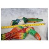 Set of 3 Handcrafted Colorful Wooden Bird Sculptures