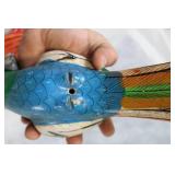 Set of 3 Handcrafted Colorful Wooden Bird Sculptures