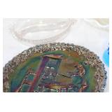 Set of 5 Vintage Glass Decorative Items: Bell, Boot, and Plates