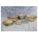 Set of Ivorystone Enameled Ware Bowls and Pot