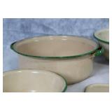 Set of Ivorystone Enameled Ware Bowls and Pot