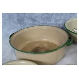 Set of Ivorystone Enameled Ware Bowls and Pot