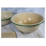 Set of Ivorystone Enameled Ware Bowls and Pot