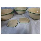 Set of Ivorystone Enameled Ware Bowls and Pot