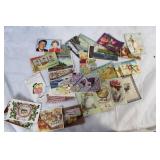 Collection of Vintage Postcards Featuring Various Themes