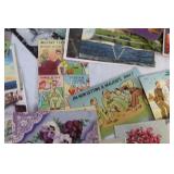 Collection of Vintage Postcards Featuring Various Themes