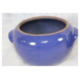 Set of 2 Vintage Blue Ceramic Vessels with Donkey Motif