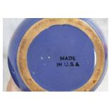 Set of 2 Vintage Blue Ceramic Vessels with Donkey Motif