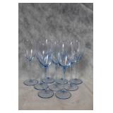 Set of 8 Elegant Blue-Stemmed Wine Glasses