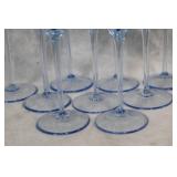 Set of 8 Elegant Blue-Stemmed Wine Glasses