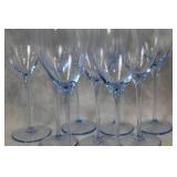 Set of 8 Elegant Blue-Stemmed Wine Glasses