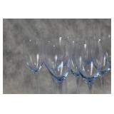 Set of 8 Elegant Blue-Stemmed Wine Glasses