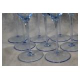 Set of 10 Light Blue Stem Wine Glasses