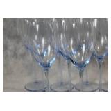 Set of 10 Light Blue Stem Wine Glasses
