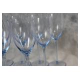 Set of 10 Light Blue Stem Wine Glasses