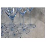 Set of 10 Light Blue Stem Wine Glasses