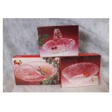 Set of 3 Mikasa Crystal Holiday Bells Serveware
