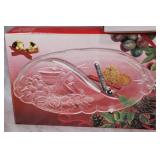 Set of 3 Mikasa Crystal Holiday Bells Serveware