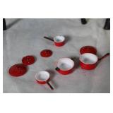 Set of 3 Miniature Cast Iron Stoves with Accessories