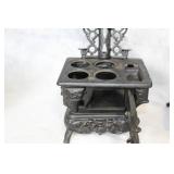 Set of 3 Miniature Cast Iron Stoves with Accessories