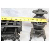 Set of 3 Miniature Cast Iron Stoves with Accessories