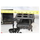 Set of 3 Miniature Cast Iron Stoves with Accessories