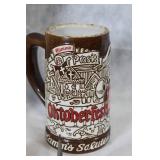 Assorted Vintage Ceramic Mugs, Glass Basket, Pitcher, and Collectible Car Model