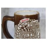 Assorted Vintage Ceramic Mugs, Glass Basket, Pitcher, and Collectible Car Model