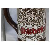 Assorted Vintage Ceramic Mugs, Glass Basket, Pitcher, and Collectible Car Model