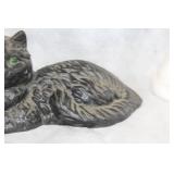 Pair of Vintage Cat Figurines - Black and White Porcelain Decor