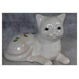 Pair of Vintage Cat Figurines - Black and White Porcelain Decor
