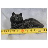 Pair of Vintage Cat Figurines - Black and White Porcelain Decor