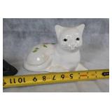 Pair of Vintage Cat Figurines - Black and White Porcelain Decor