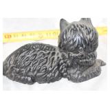 Pair of Vintage Cat Figurines - Black and White Porcelain Decor