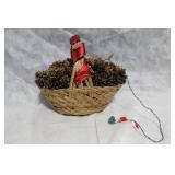 Festive Pinecone Basket with Christmas Lights