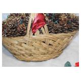 Festive Pinecone Basket with Christmas Lights