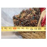 Festive Pinecone Basket with Christmas Lights