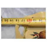 Decorative Metal Holiday Tray with Cardinal and Pinecone Design