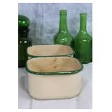 Collection of Vintage Green Glass Bottles and Canisters