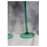 Pair of Flair 2001 Red Glass Tulip Flower Candle Holders