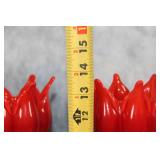 Pair of Flair 2001 Red Glass Tulip Flower Candle Holders