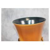 Pair of Roseville Pottery Vases with Yellow Flower and Pinecone Motifs