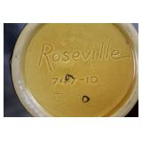 Pair of Roseville Pottery Vases with Yellow Flower and Pinecone Motifs