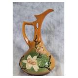 Vintage Ceramic Pitcher with Floral Embossing