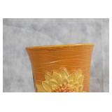 Roseville USA 82-11 Brown Ceramic Vase with Floral Design