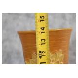 Roseville USA 82-11 Brown Ceramic Vase with Floral Design