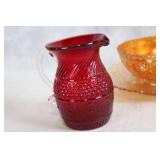 Set of 6 Vintage Glassware Pieces in Amberina and Carnival Glass