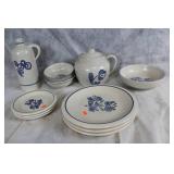 Set of Vintage Pfaltzgraff Yorktowne Blue Floral Dinnerware
