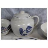 Set of Vintage Pfaltzgraff Yorktowne Blue Floral Dinnerware